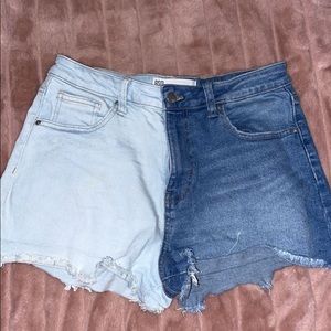 Split denim shorts